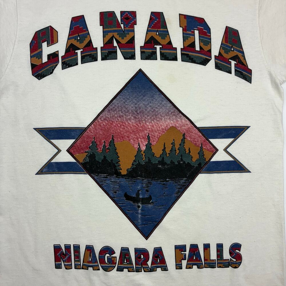 Vintage Canada Niagara Falls Graphic Tee Cream Single Stitch M - Picture 2 of 9